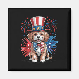 Imán Cute Cavapoo Perro Gorra patriótico Día de la Inde