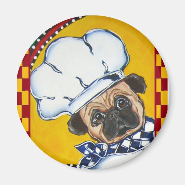 Imán Cute Chef Pug (Frente)