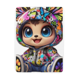 Imán Cute Chibi Bear in Graffiti Butterfly Hoodie - Kaw