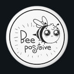 Imán Cute Chibi Bee ilustracion Cita<br><div class="desc">Dibujo de línea de una abeja de burbujas que te dice que eres positivo.</div>
