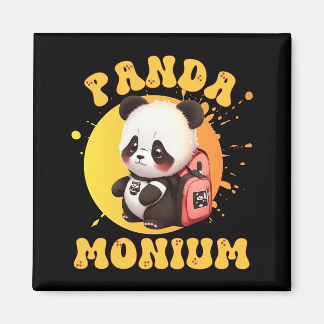 Imán Cute Chibi Kawaii Panda Name School Year On Back B (Frente)