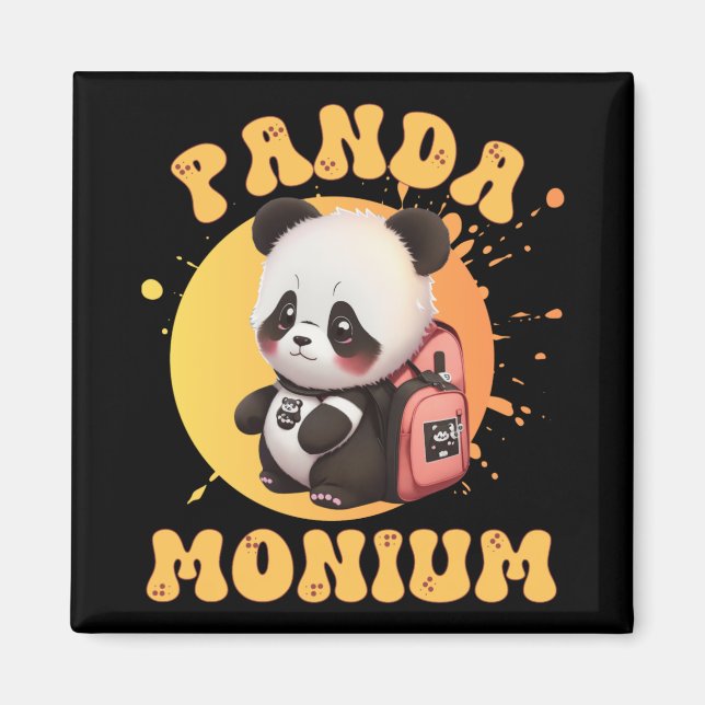 Imán Cute Chibi Kawaii Panda Name School Year On Back B (Frente)
