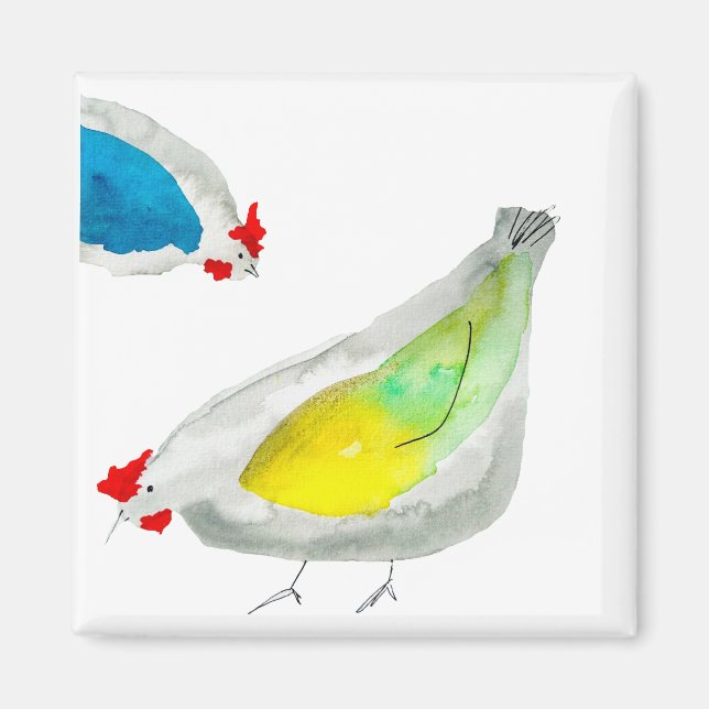 Imán Cute chickens watercolor (Frente)