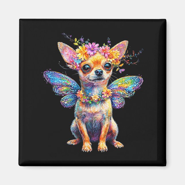 Imán Cute Chihuahua Dog Angel With Wings  (Frente)