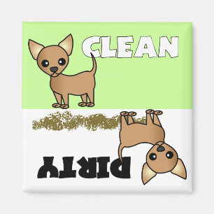 Imán Cute Chihuahua Limpia / Sucia Refrigerante