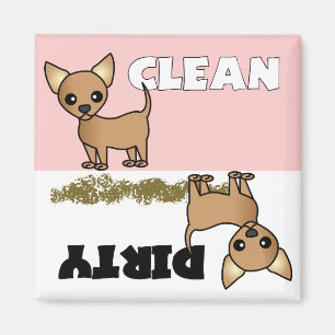 Imán Cute Chihuahua Limpia / Sucia Refrigerante