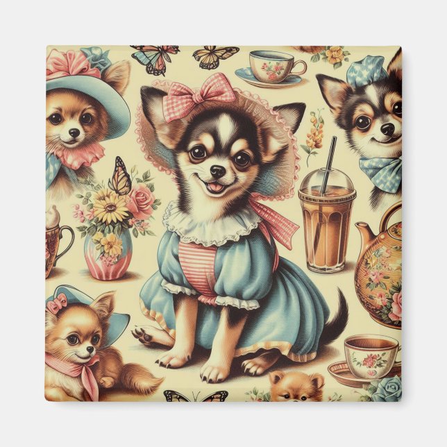 Imán Cute Chihuahua Puppy Pintura (Frente)