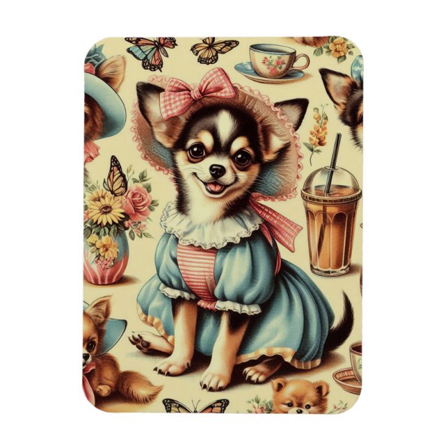 Imán Cute Chihuahua Puppy Pintura (Vertical)