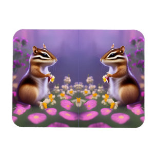 Imán Cute Chipmunk en las flores