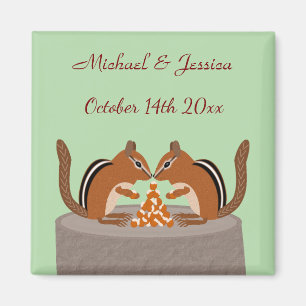 Imán Cute Chipmunks Personalizado de la boda de otoño