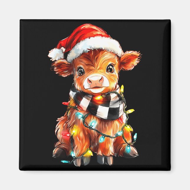 Imán Cute Christmas Baby Highland Cow F Thanksgiving  (Frente)