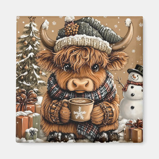 Imán Cute Christmas Highland Cow Magnet