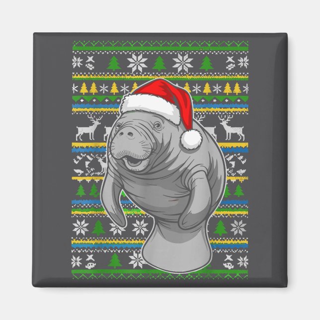 Imán Cute Christmas Manatee Shirt, Manatee Ugly Xmas Sw (Frente)