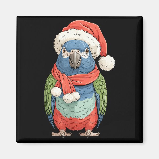 Imán Cute Christmas Onus Parrot Santa Bird Lovers  (Frente)