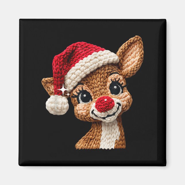 Imán Cute Christmas Reindeer Crocheting Funny Gift Men, (Frente)