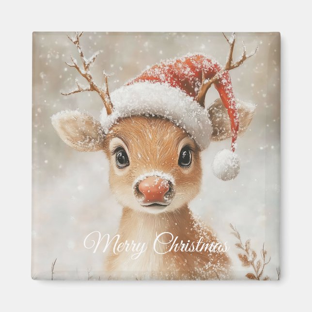 Imán Cute Christmas Reindeer Magnet (Frente)