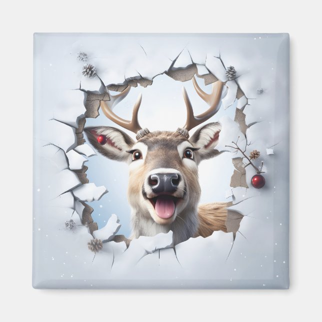Imán Cute Christmas Reindeer Magnet (Frente)