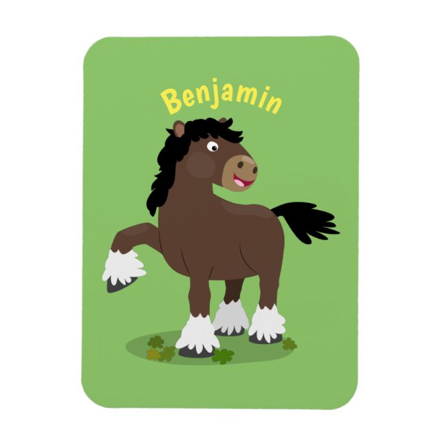 Imán Cute Clydesdale personalizado de caballo ilustraci (Vertical)