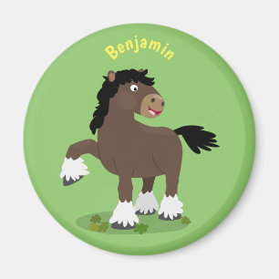 Imán Cute Clydesdale personalizado de caballo ilustraci