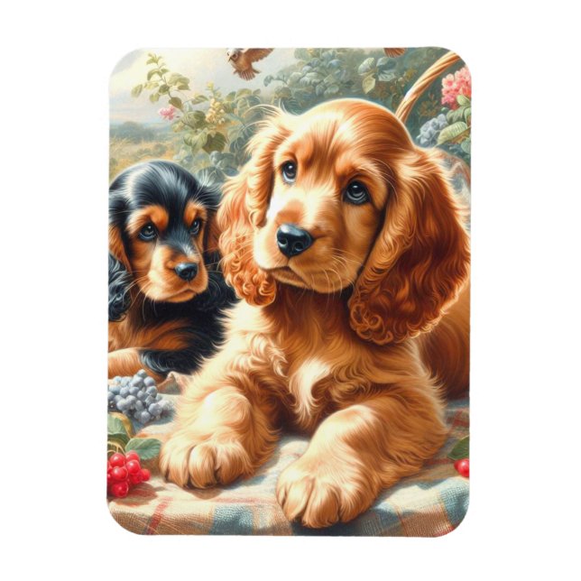 Imán Cute Cocker Spaniel Painting (Vertical)
