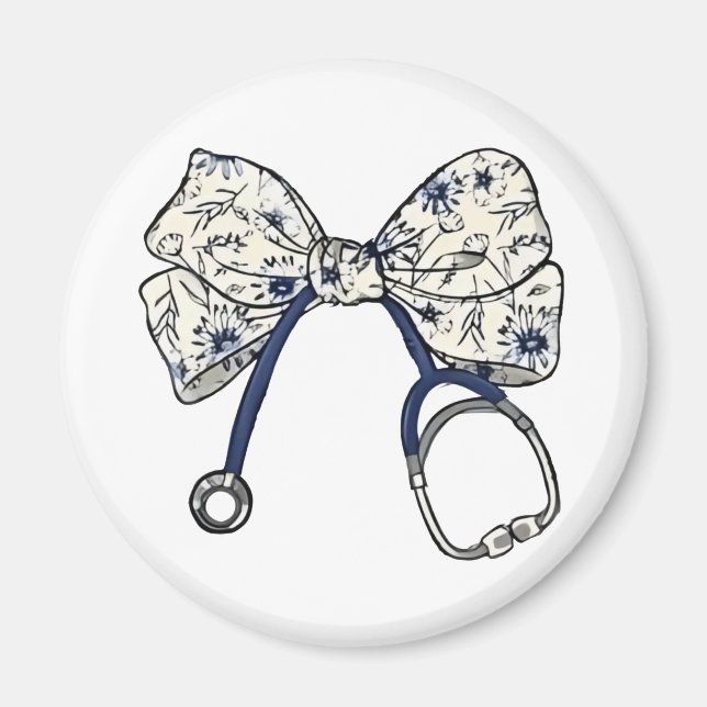 Imán Cute Coquette Bow Coquette Bow Nurse Enfermería (Frente)