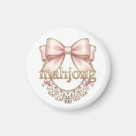 Imán Cute Coquette Lazo Rosa Amuleto de Mahjong para Mu