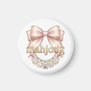 Imán Cute Coquette Lazo Rosa Amuleto de Mahjong para Mu