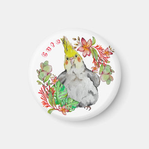 Imán Cute Corella parrot in tropical flowers Baby Bodys