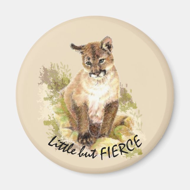 Imán Cute Cougar Mountain Leon Cat Kitten FIERTE CITA (Frente)