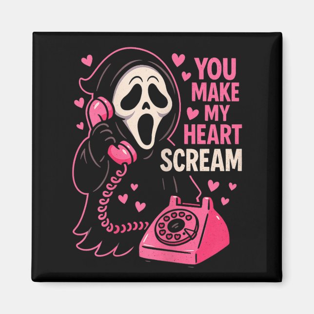 Imán Cute Creepy Horror Make My Heart Scream Valentine’ (Frente)