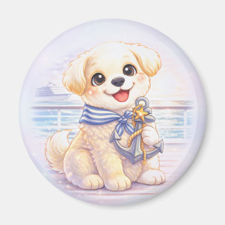 Imán Cute Cruise Puppy Anchor Round Magnet