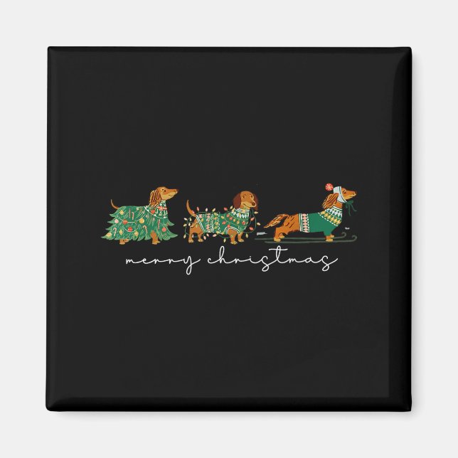 Imán Cute Dachshund Merry Christmas Weiner Dog Lover Xm (Frente)