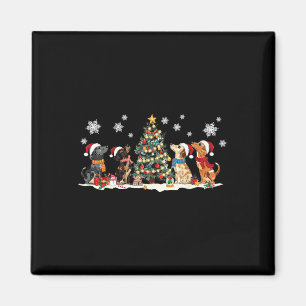 Imán Cute Dachshund Santa Hat Árbol de navidad ilumina