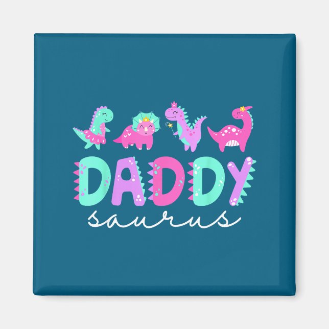 Imán Cute Daddy Saurus Dad Dinosaur Birthday Boy Girl F (Frente)
