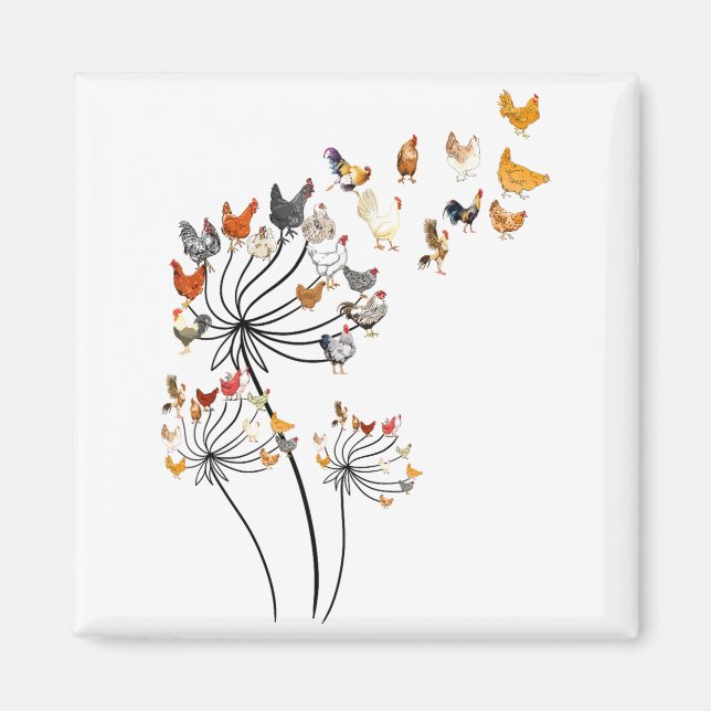 Imán Cute Dandelion Chickens Lover Shirts For Women Gir (Frente)