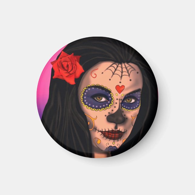 Imán Cute Day of the Dead Gothic Girl (Frente)