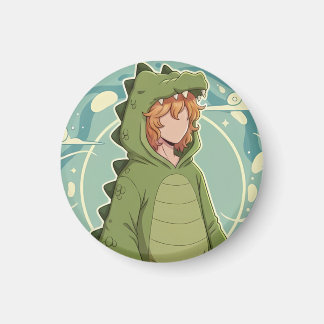 Imán Cute Dino Friend Anime Boy - Green Dinosaur