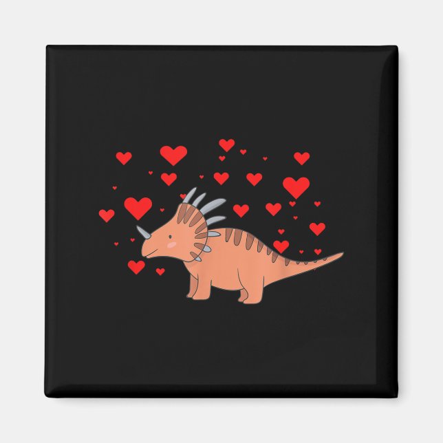Imán Cute Dinosaur Shirt For Valentines Day _ Tricerato (Frente)