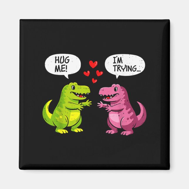 Imán Cute Dinosaur T Rex Hug Valentines Day Couple Boyf (Frente)