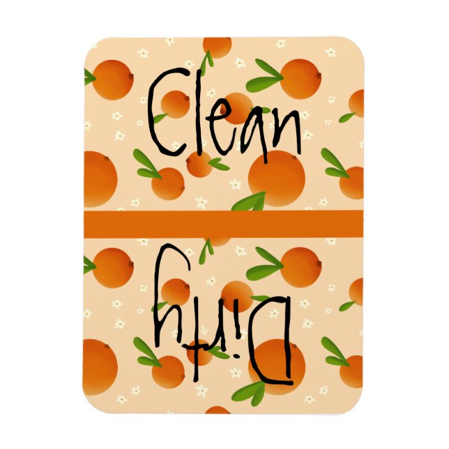 Imán Cute Dishwasher Clean Dirty Magnet with Oranges (Vertical)