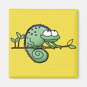Imán Cute divertido camaleón dibujo lagarto verde