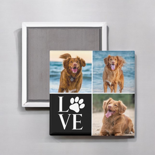 Imán Cute Dog Lover Custom Love Photo Collage Pet (Subido por el creador)