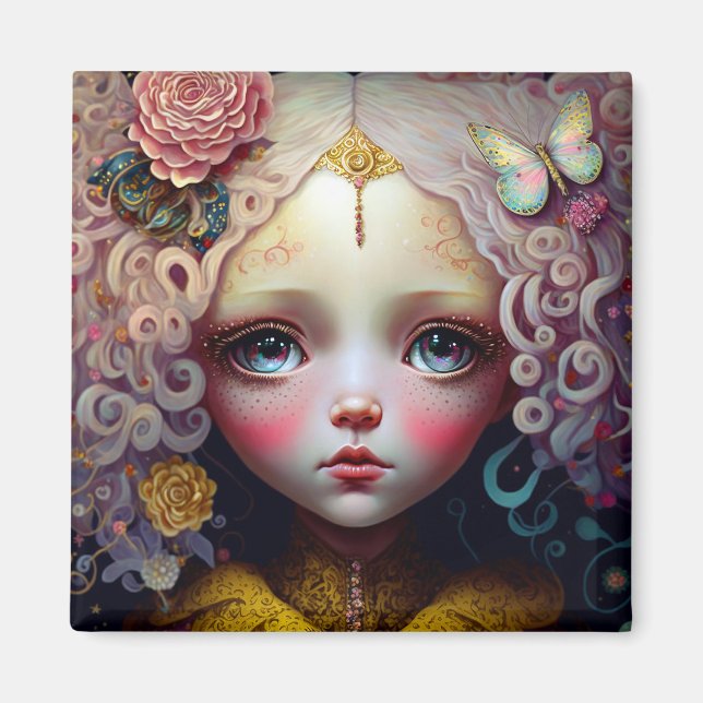 Imán Cute Doll Chica Pink Hair (Frente)