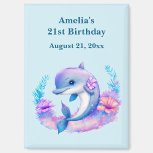 Imán Cute Dolphin Sea Creature Birthday Save the Date