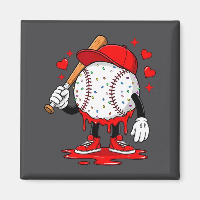 Imán Cute Dripng Baseball Lover Valentines Day Boys Kid (Frente)