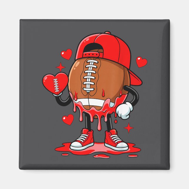 Imán Cute Dripng Football Lover Heart Valentines Day Bo (Frente)