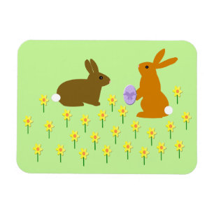 Imán Cute Easter Bunnies and Daffodils Magnet