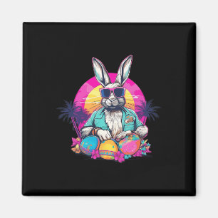Imán Cute Easter Bunny Retro Miami Luce Huevos Colorido