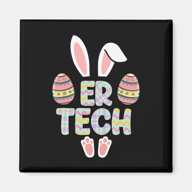 Imán Cute Easter Er Tech Bunny Ears Feliz Eggs De Pascu (Frente)