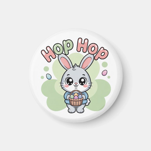 Imán Cute Easter Hop Bunny Basket Artwork (Frente)